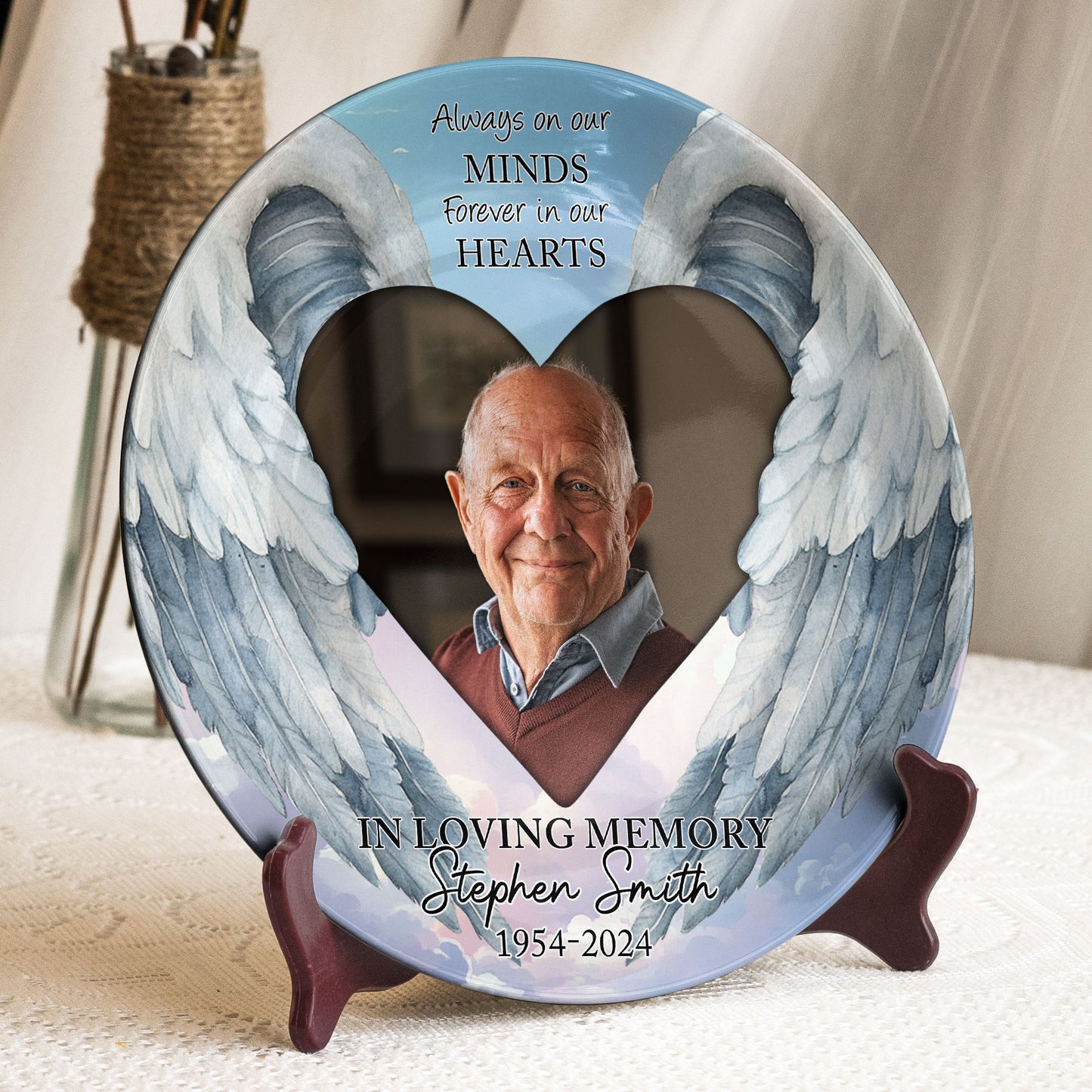 Always On Our Minds Forever In Our Hearts - Personalized Photo Ceramic Plate