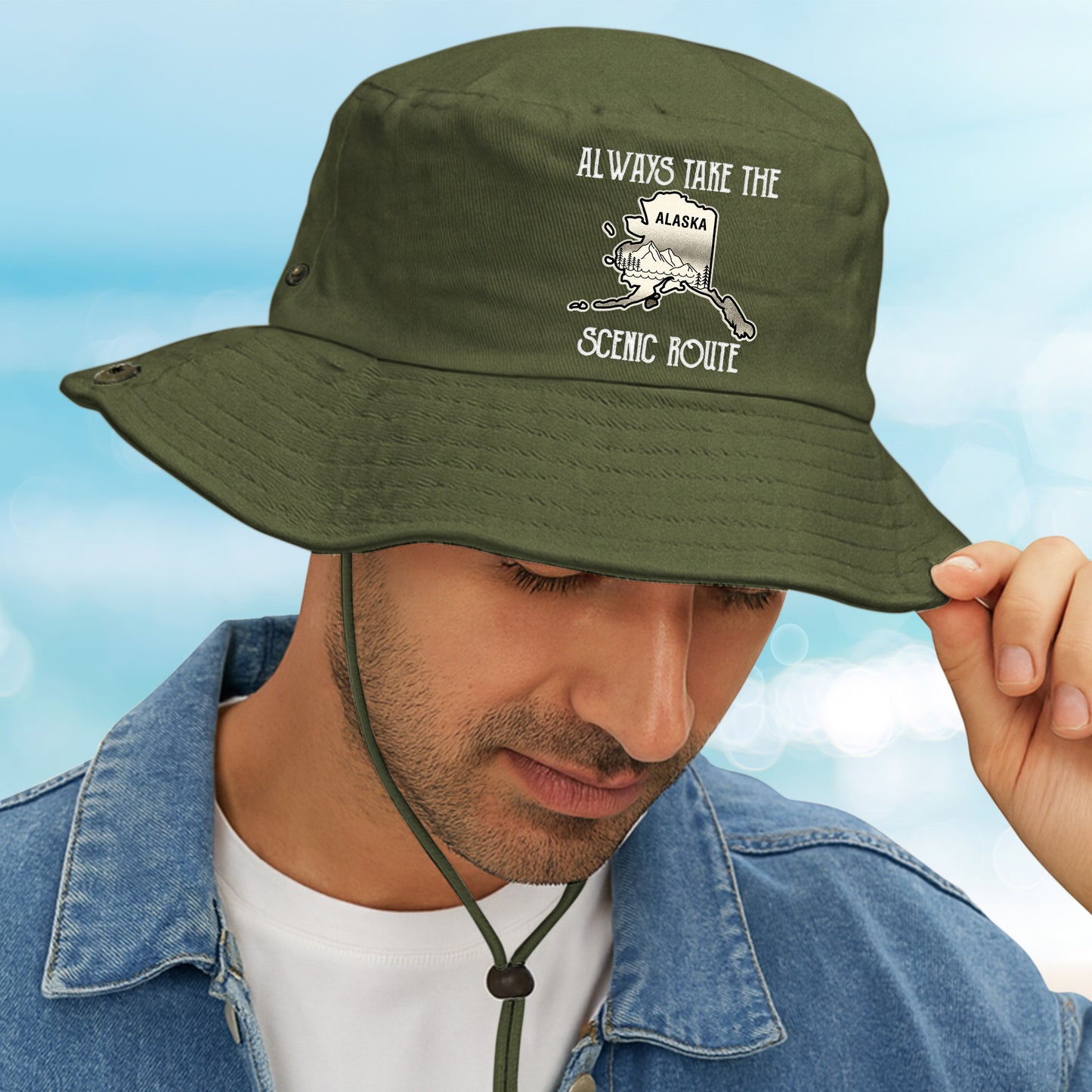 Always Take The Scenic Route States Map - Personalized Bucket Hat