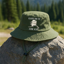 Always Take The Scenic Route States Map - Personalized Bucket Hat
