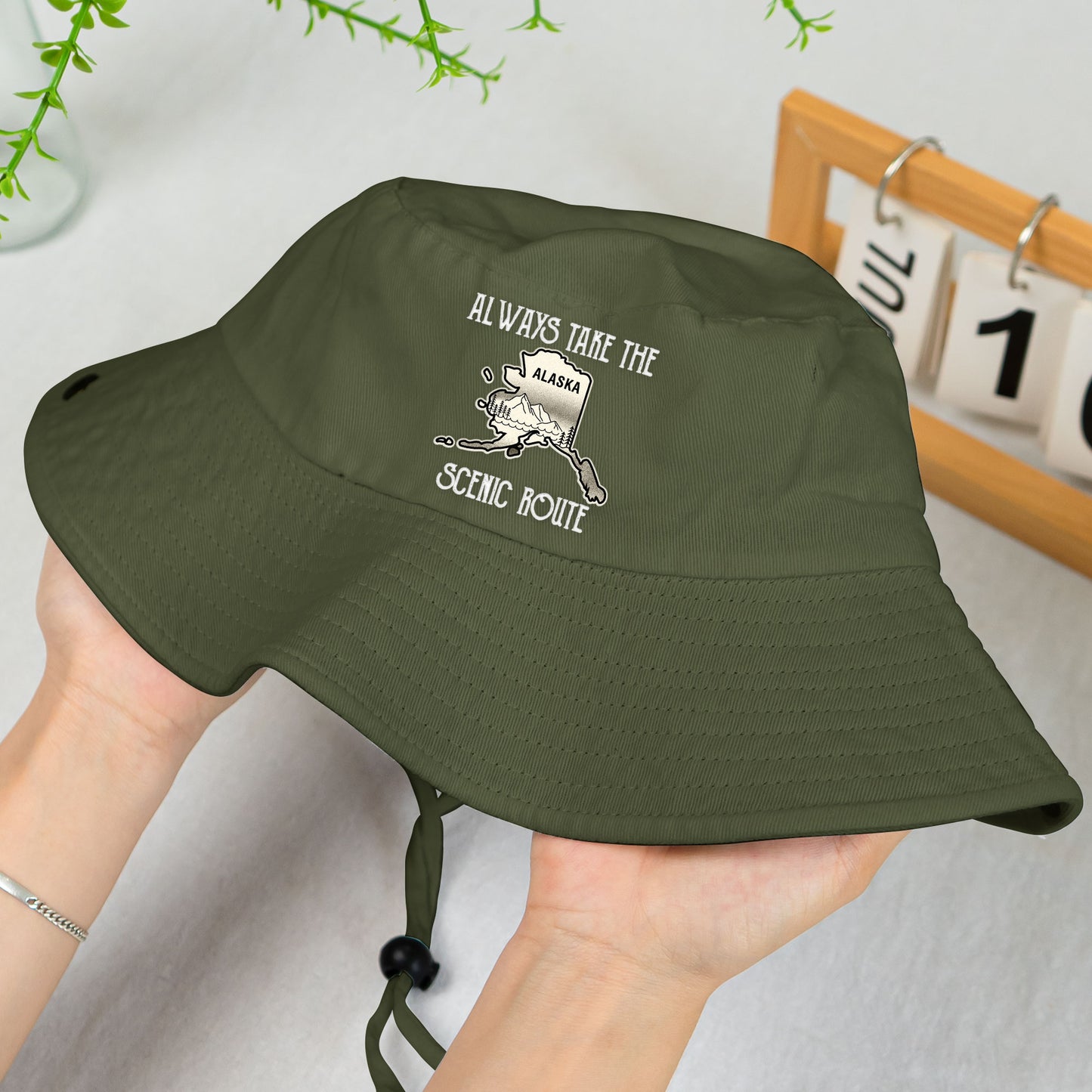 Always Take The Scenic Route States Map - Personalized Bucket Hat