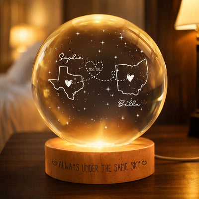 Always Under The Same Sky - Custom States, Long Distance Gifts - Personalized Night Light