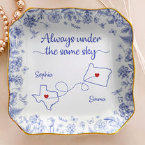 Always Under The Same Sky - Personalized Lace Square Jewelry Dish