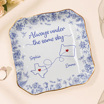 Always Under The Same Sky - Personalized Lace Square Jewelry Dish