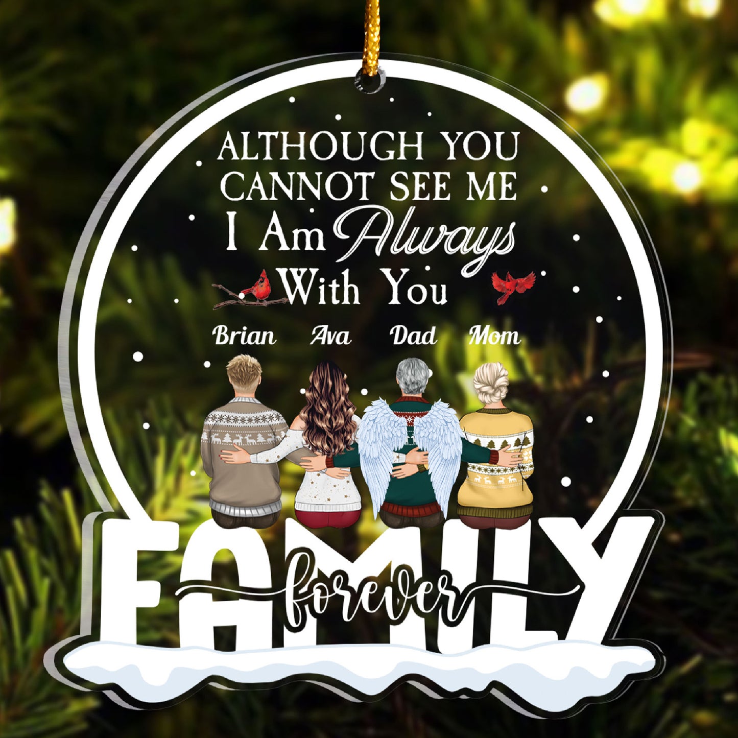 Always With You - Personalized Snow Globe Shaped Acrylic Ornament