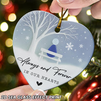 Always & Forever In Our Hearts Memorial - 2D Sea Glass Effect Christmas Ornament Version 2