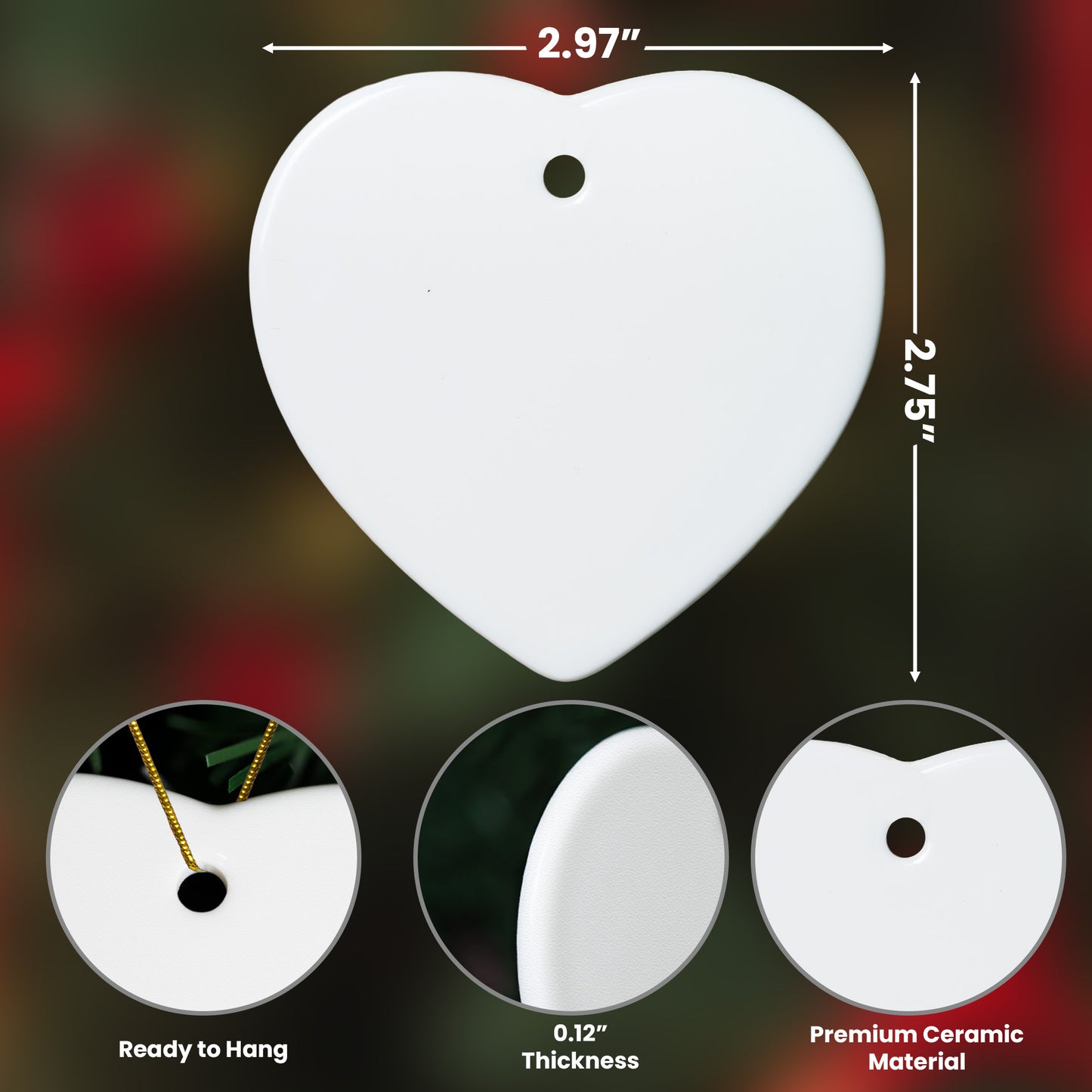 Always & Forever In Our Hearts Memorial - 2D Sea Glass Effect Christmas Ornament Version 1