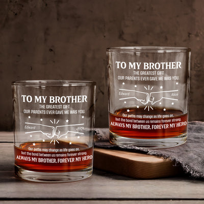Always My Brother, Forever My Hero - Personalized Whiskey Glass