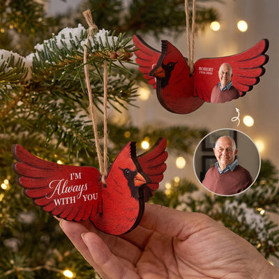 Always With You Memorial Custom Photo Caridnal Bird Humming Bird Butterfly - Personalized Ornament
