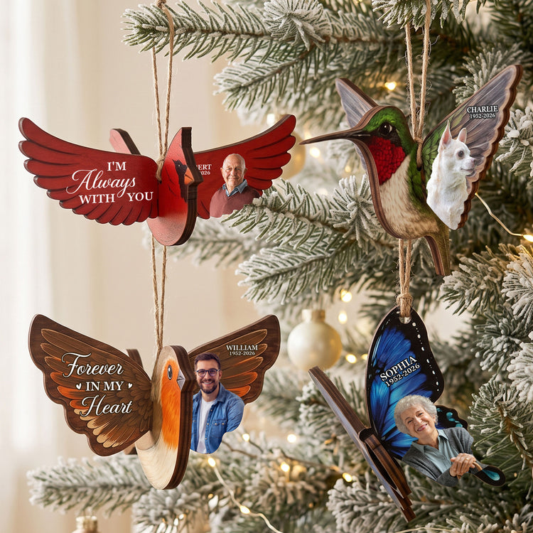 Always-With-You-Memorial-Custom-Photo-Caridnal-Bird-Humming-Bird-Butterfly-Personalized-Ornament-2