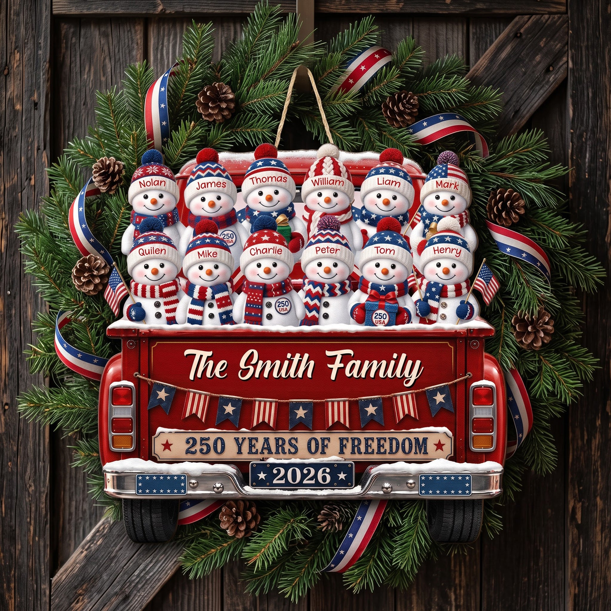 America 250th Anniversary Christmas Gifts For Mom, Dad - Personalized Wood Sign