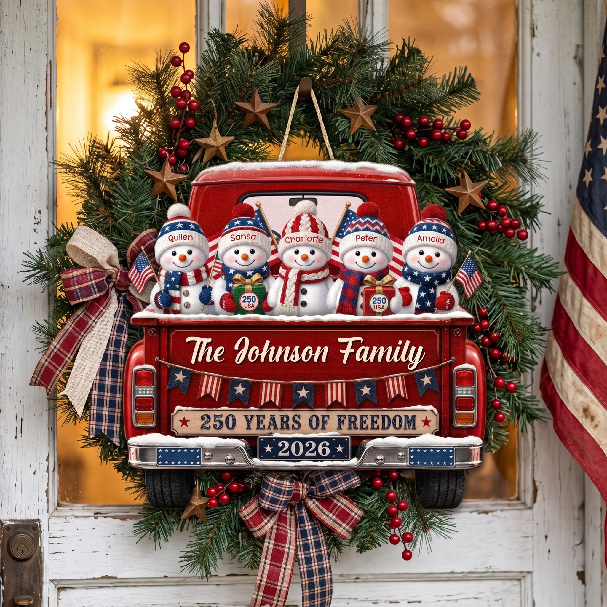 America 250th Anniversary Christmas Gifts For Mom, Dad - Personalized Wood Sign