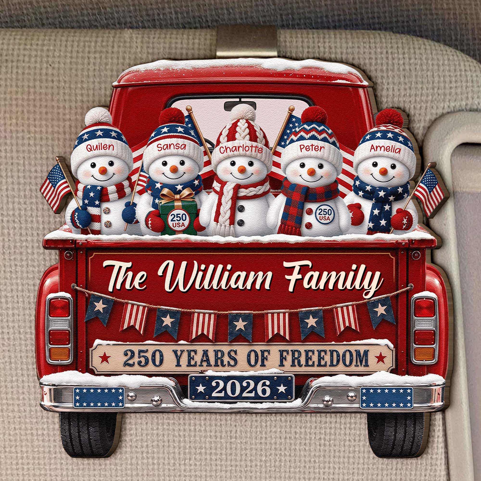 America 250Th Anniversary Christmas - Personalized Car Visor Clip