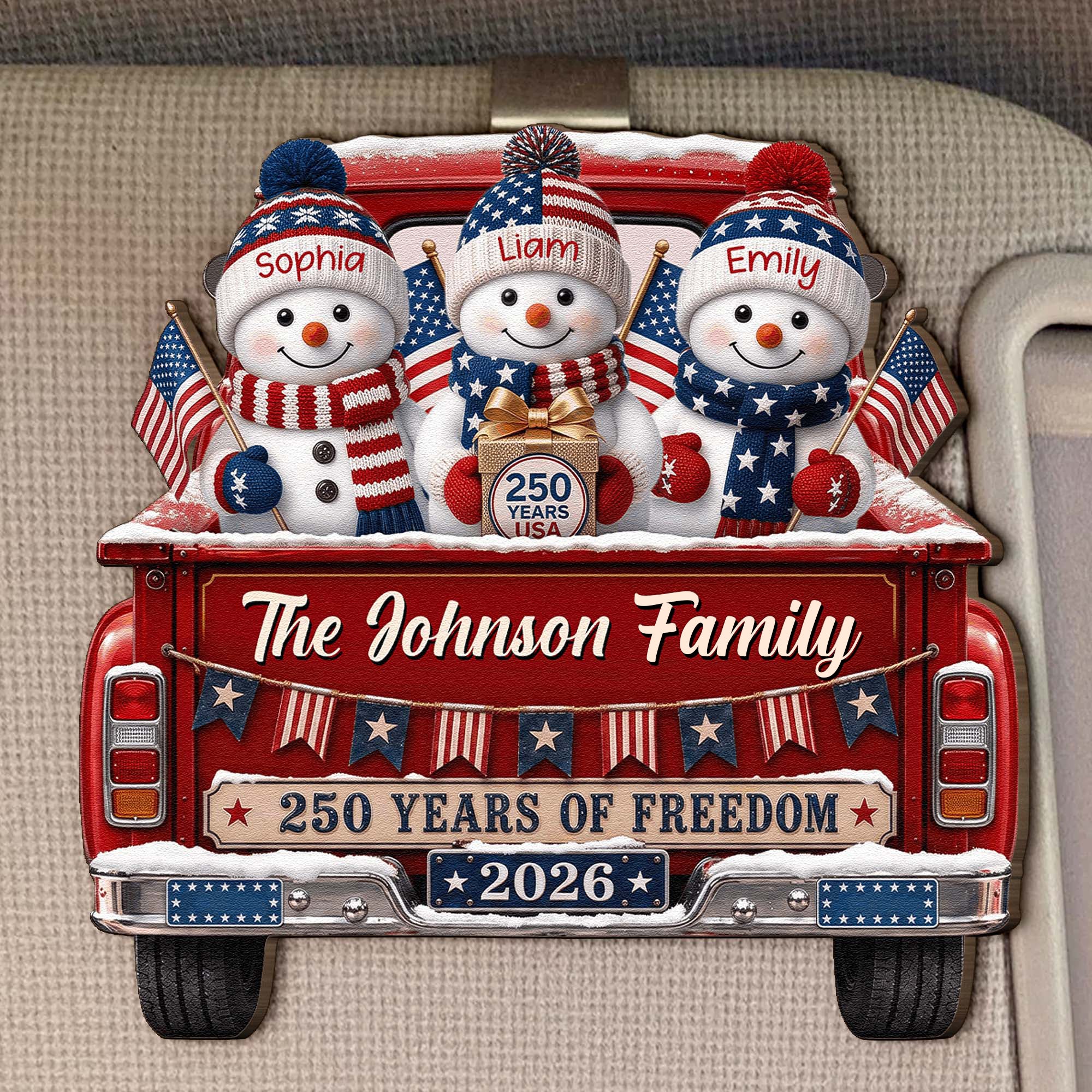 America 250Th Anniversary Christmas - Personalized Car Visor Clip