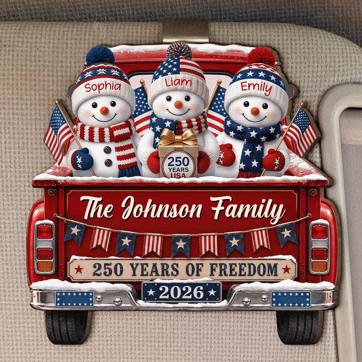 America 250Th Anniversary Christmas - Personalized Car Visor Clip