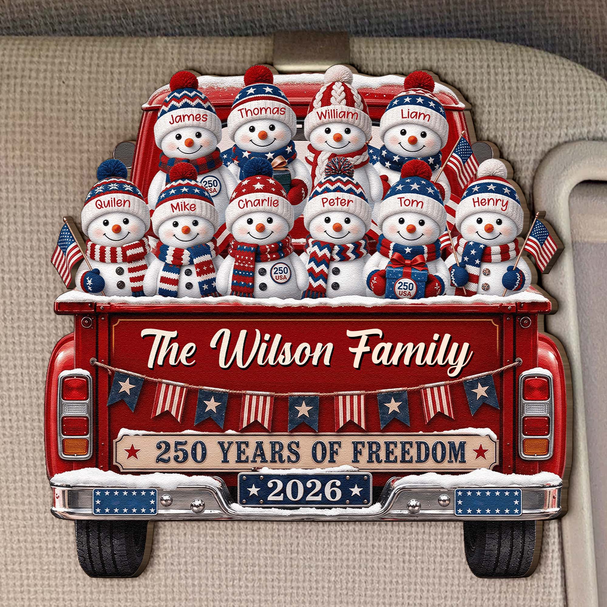 America 250Th Anniversary Christmas - Personalized Car Visor Clip