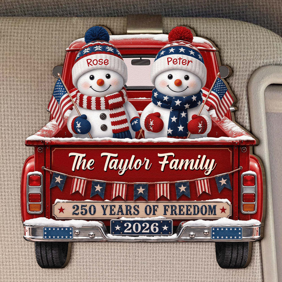 America 250Th Anniversary Christmas - Personalized Car Visor Clip