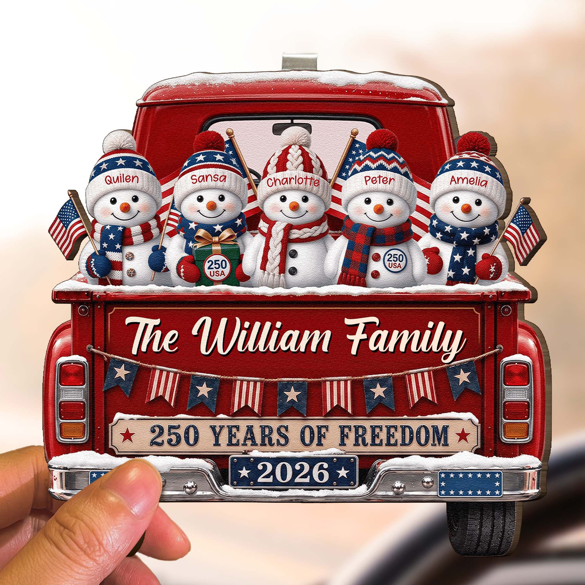 America 250Th Anniversary Christmas - Personalized Car Visor Clip
