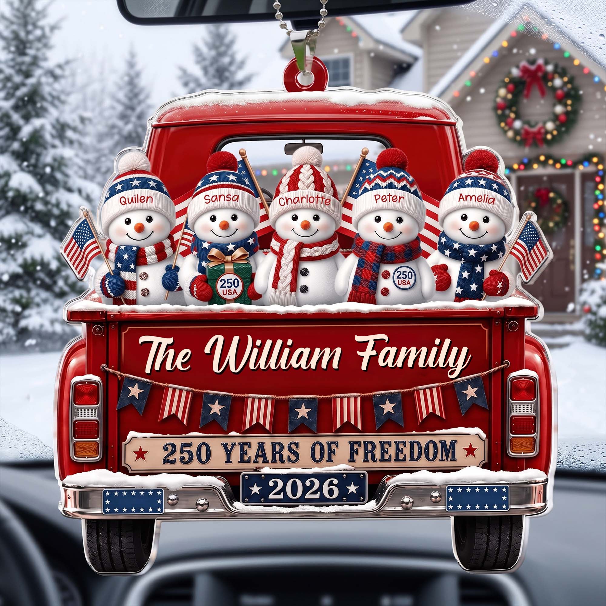 America 250Th Anniversary Christmas - Personalized Rear View Mirror Accessory
