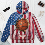 America Flag Design For Baseball, Softball, Soccer, Football, Basketball, Hockey Lover - Personalized Hoodie