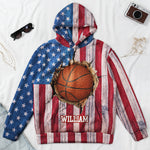 America Flag Design For Baseball, Softball, Soccer, Football, Basketball, Hockey Lover - Personalized Hoodie
