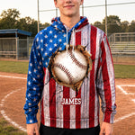 America Flag Design For Baseball, Softball, Soccer, Football, Basketball, Hockey Lover - Personalized Hoodie
