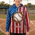America Flag Design For Baseball, Softball, Soccer, Football, Basketball, Hockey Lover - Personalized Hoodie