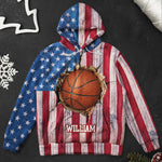 America Flag Design For Baseball, Softball, Soccer, Football, Basketball, Hockey Lover - Personalized Hoodie