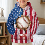 America Flag Design For Baseball, Softball, Soccer, Football, Basketball, Hockey Lover - Personalized Hoodie