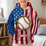 America Flag Design For Baseball, Softball, Soccer, Football, Basketball, Hockey Lover - Personalized Hoodie