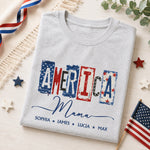 America Mama, Nana Retro American Flag - Personalized Shirt
