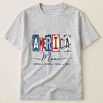 America Mama, Nana Retro American Flag - Personalized Shirt
