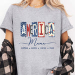 America Mama, Nana Retro American Flag - Personalized Shirt