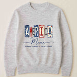 America Mama, Nana Retro American Flag - Personalized Shirt
