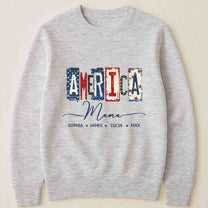 America Mama, Nana Retro American Flag - Personalized Shirt