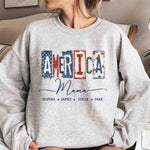America Mama, Nana Retro American Flag - Personalized Shirt