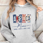 America Mama, Nana Retro American Flag - Personalized Shirt
