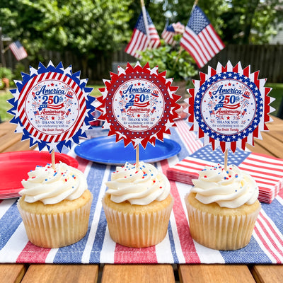 America 250Th Anniversary Thank You For Celebrating With Us - Personalized Cupcake Toppers