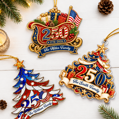 America 250Th Gift For Mom, Dad, Family - Personalized Ornament
