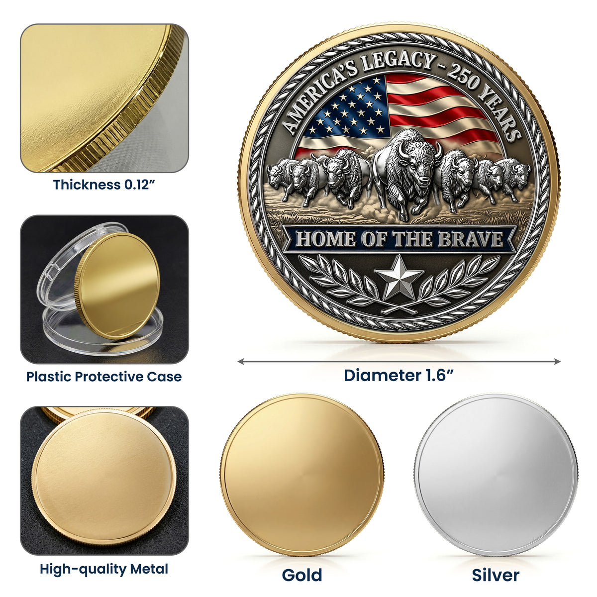 America's Legacy 250 Years Bison - Coin