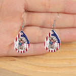 American Flag Dog Lovers - Personalized Acrylic Earrings