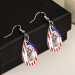 American Flag Dog Lovers - Personalized Acrylic Earrings