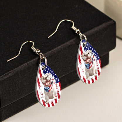 American Flag Dog Lovers - Personalized Acrylic Earrings
