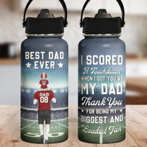 American Football Best Dad Ever - Personalized Stainless Steel Water Bottle