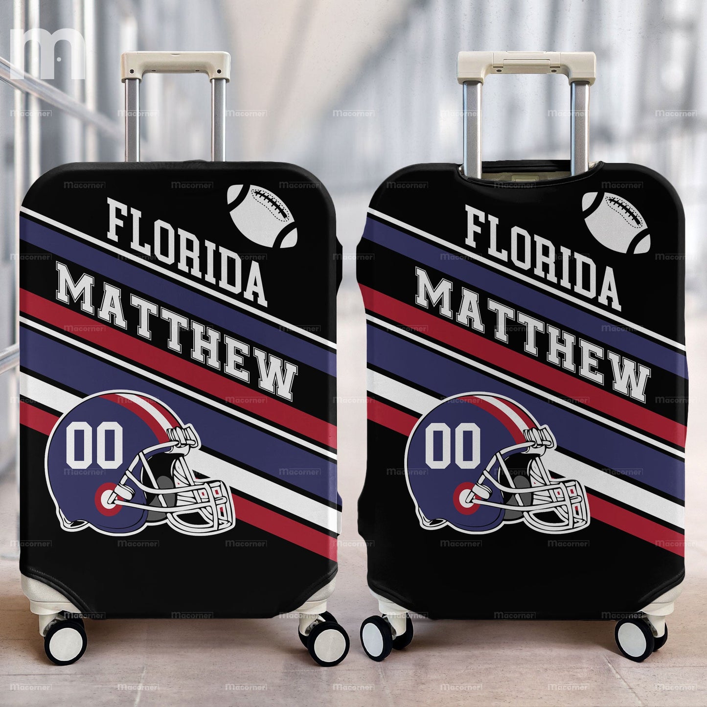 American Football Custom Name And Number - Personalized Luggage Cover