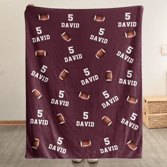 American Football Custom Name, Number - Personalized Blanket