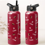 American Football Custom Name, Number - Personalized Stainless Steel Water Bottle