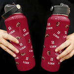 American Football Custom Name, Number - Personalized Stainless Steel Water Bottle