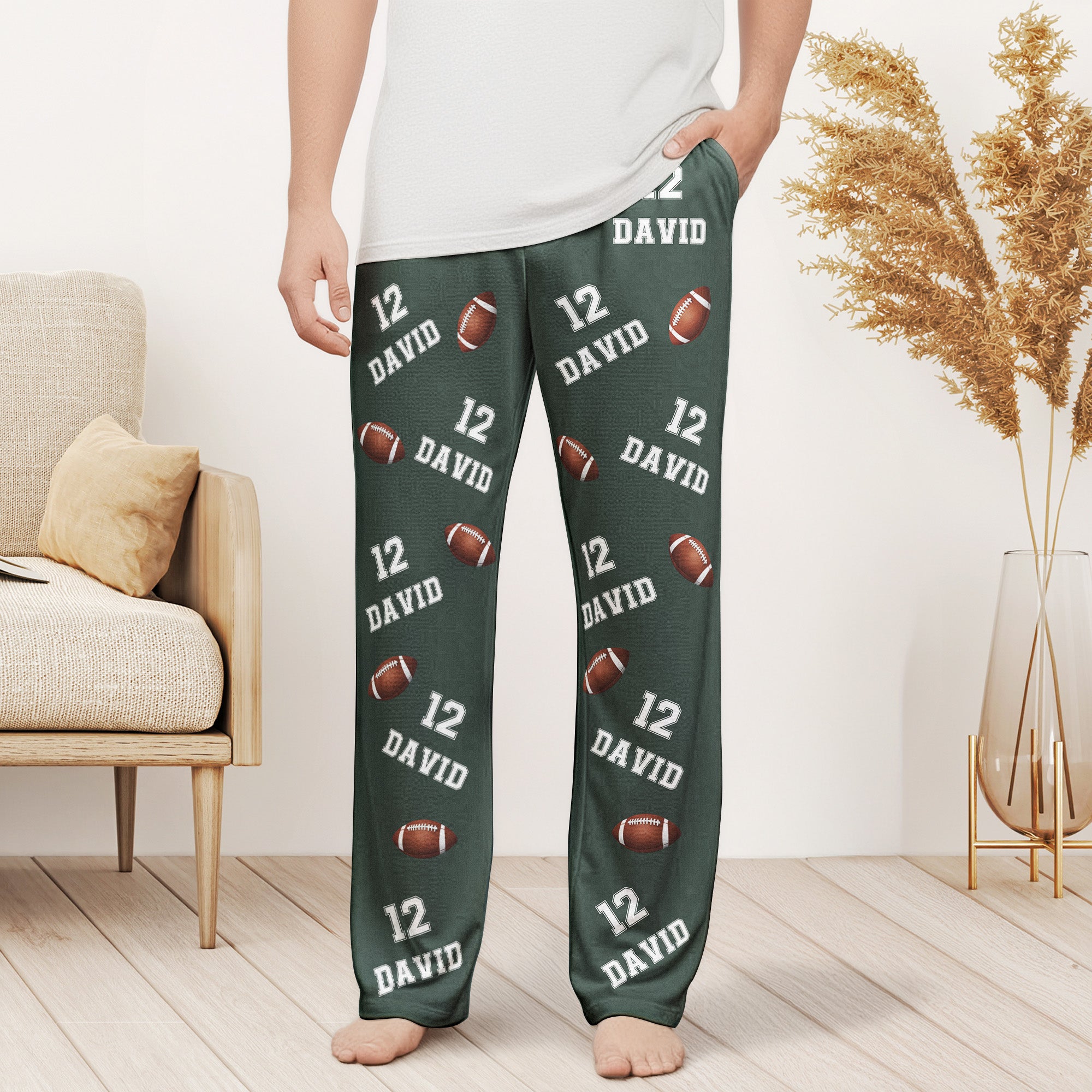 American Football Custom Name, Number - Personalized Sweatpants, Lounge Pants With Pockets, Custom Pajama Pants, Jogger Sweatpants, Gift For Son, Gift for Him