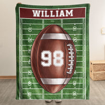 American Football Field Custom Name - Personalized Blanket