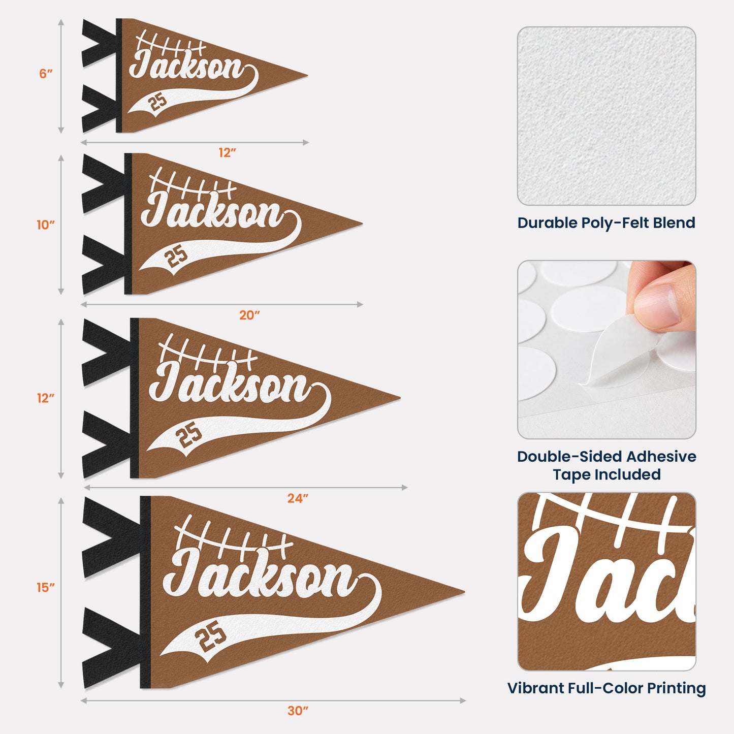American Football Player Custom Name And Number - Personalized Pennant 5